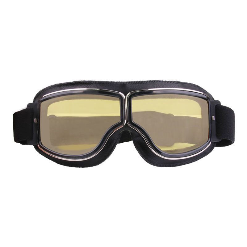 Demon Festival Black Frame Vintage Motorcycle Goggles Yellow Lens