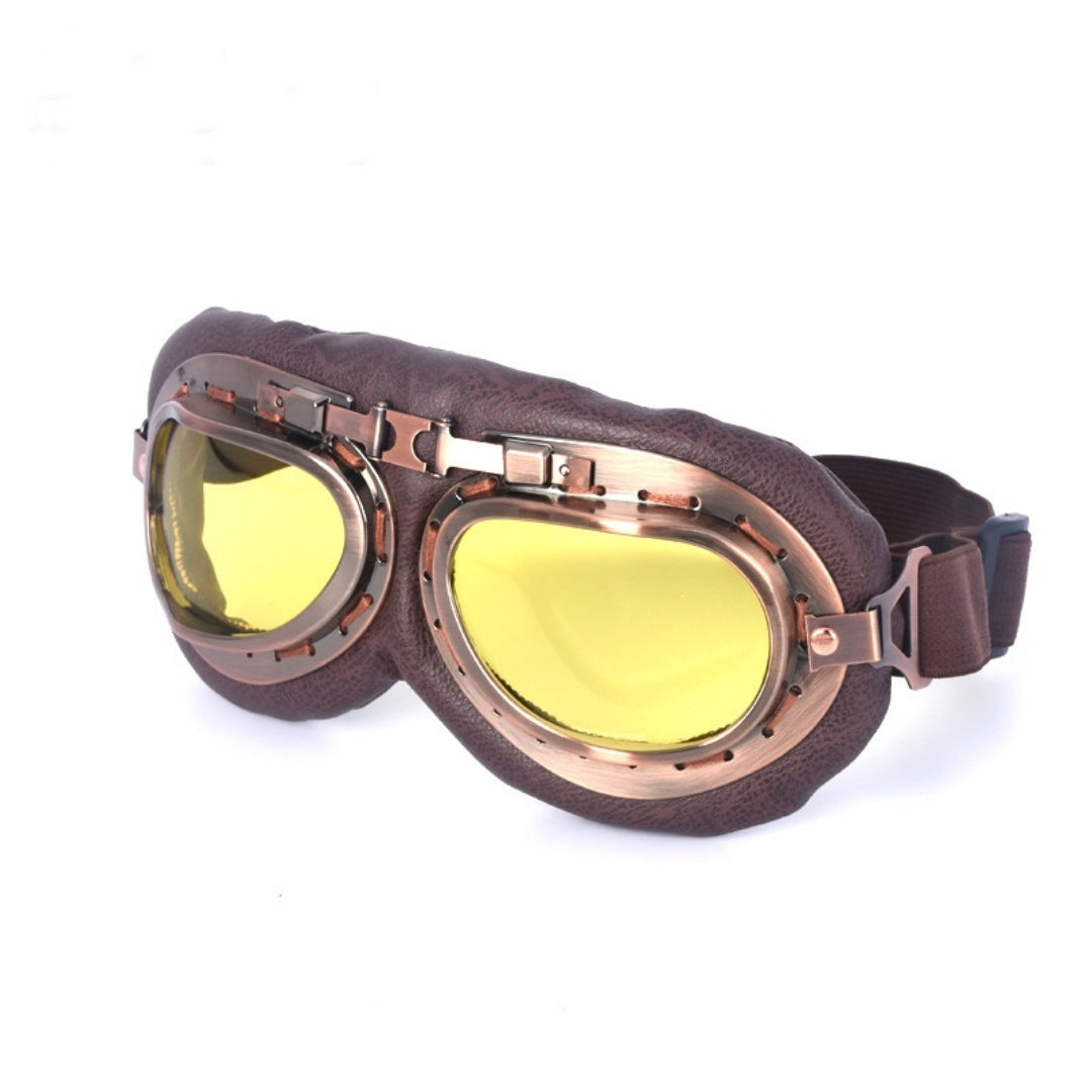 Demon Festival Vintage Fighter Pilot Goggles Yellow Lens