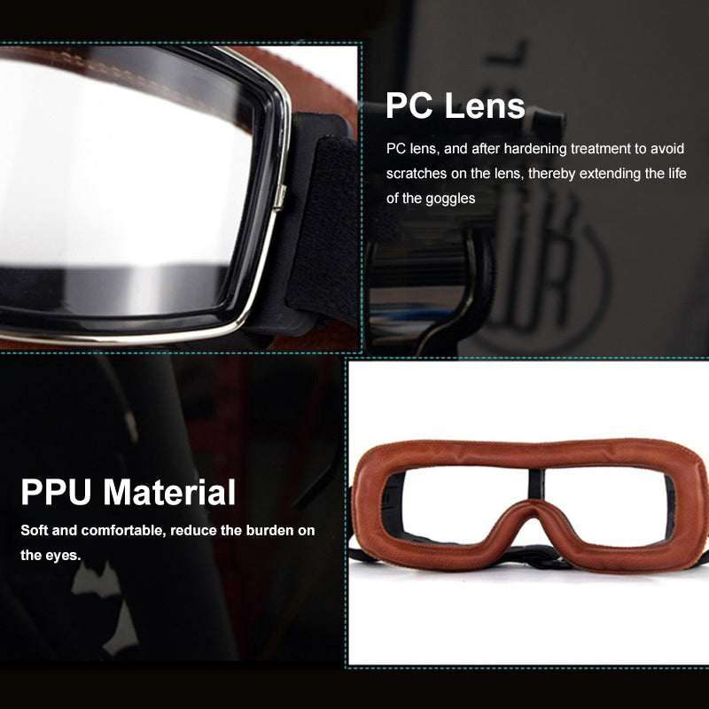 Black Frame Vintage Motorcycle Goggles