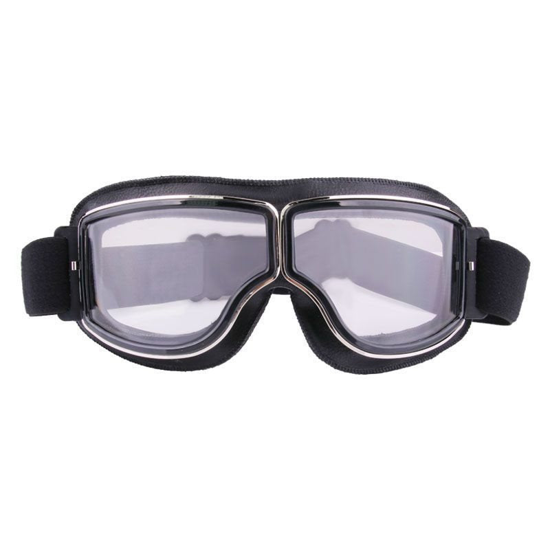 Demon Festival Black Frame Vintage Motorcycle Goggles Clear Lens