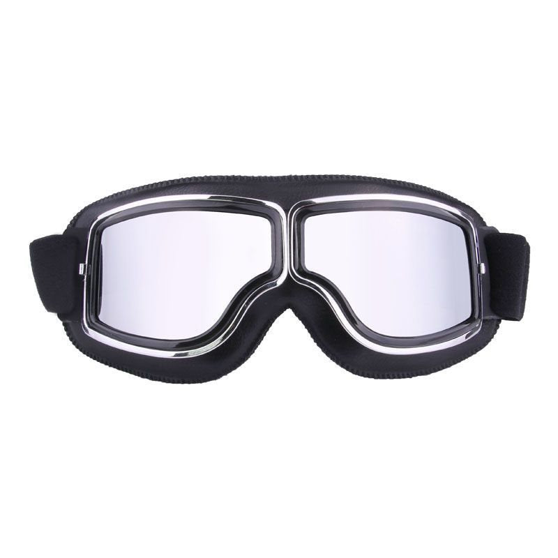 Demon Festival Black Frame Vintage Motorcycle Goggles Silver Lens