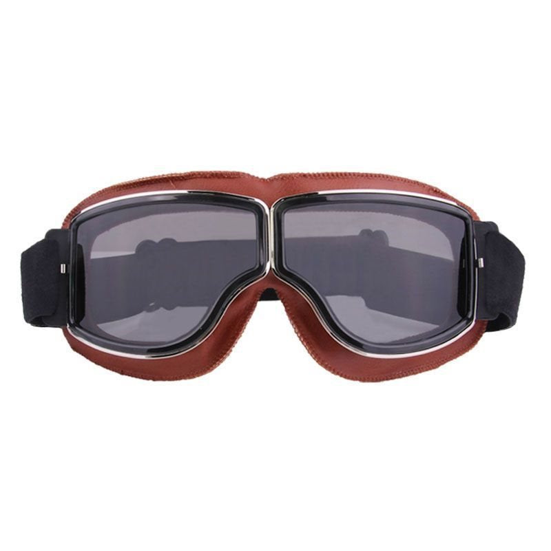 Demon Festival Brown Frame Vintage Motorcycle Goggles Grey Lens