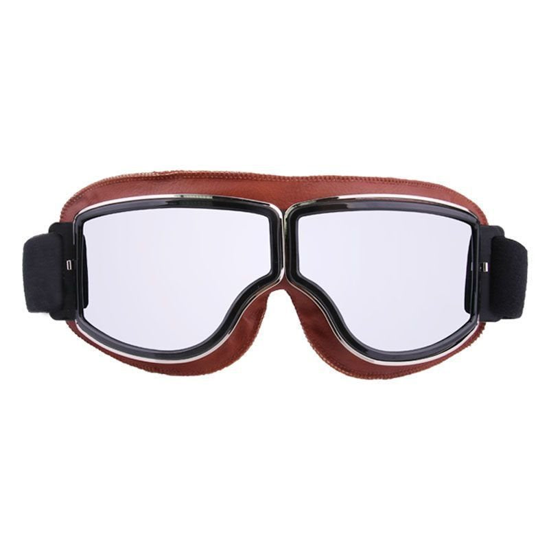 Demon Festival Brown Frame Vintage Motorcycle Goggles Silver Lens