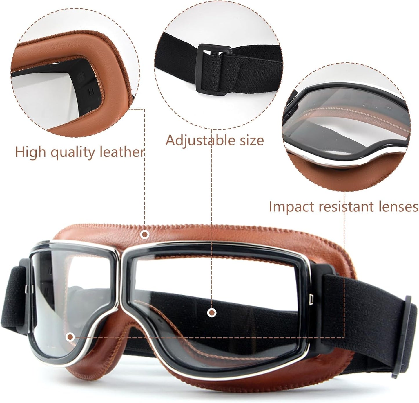 Brown Frame Vintage Motorcycle Goggles