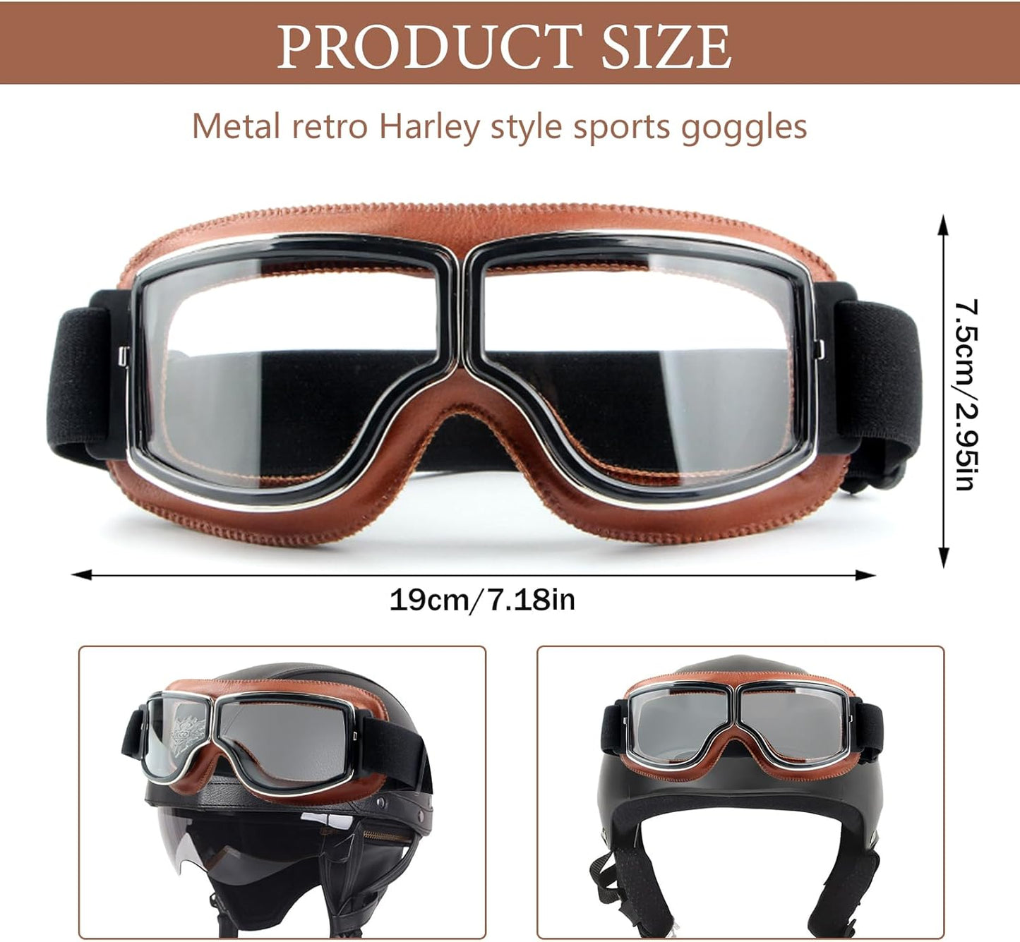 Brown Frame Vintage Motorcycle Goggles