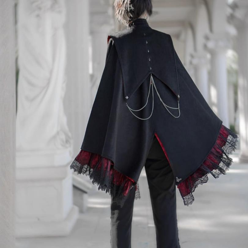 Mystic Gothic Lace Cape Red