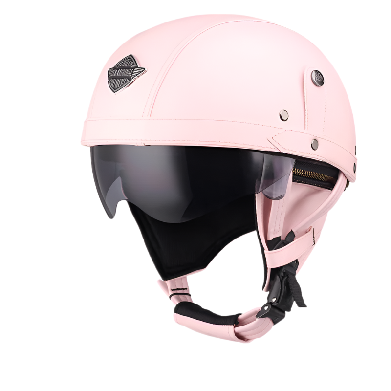 Retro Leather Motorcycle Half Helmet Pink