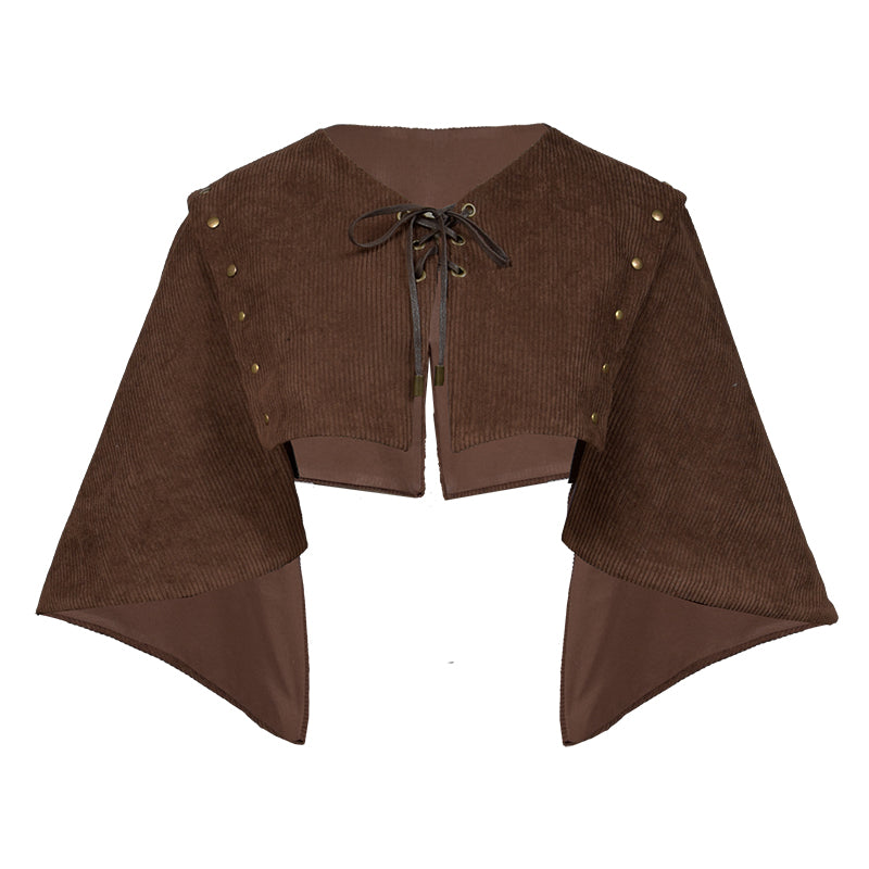 Steampunk Brown Corduroy Sleeveless Cape Cloak