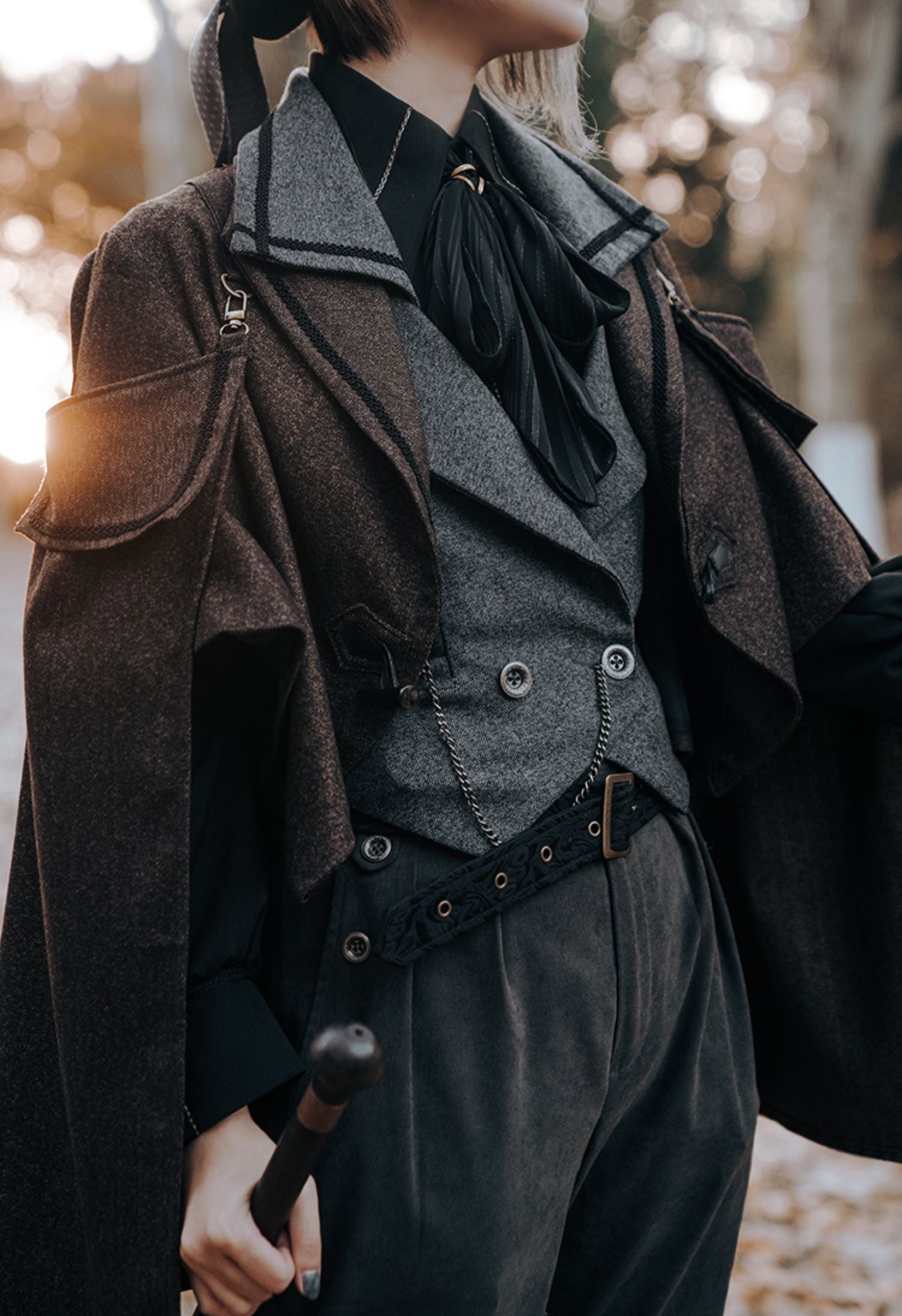 Vintage Wool Detachable Short Cloak Cape | Demon Festival