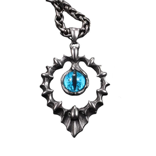 Blue Demon Eye Titanium Necklace