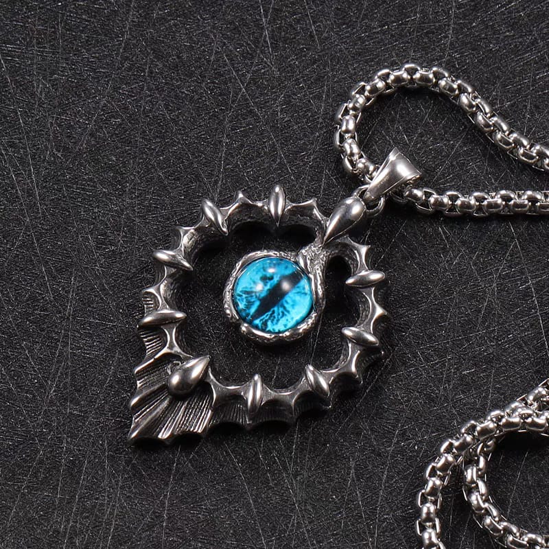 Blue Demon Eye Titanium Necklace