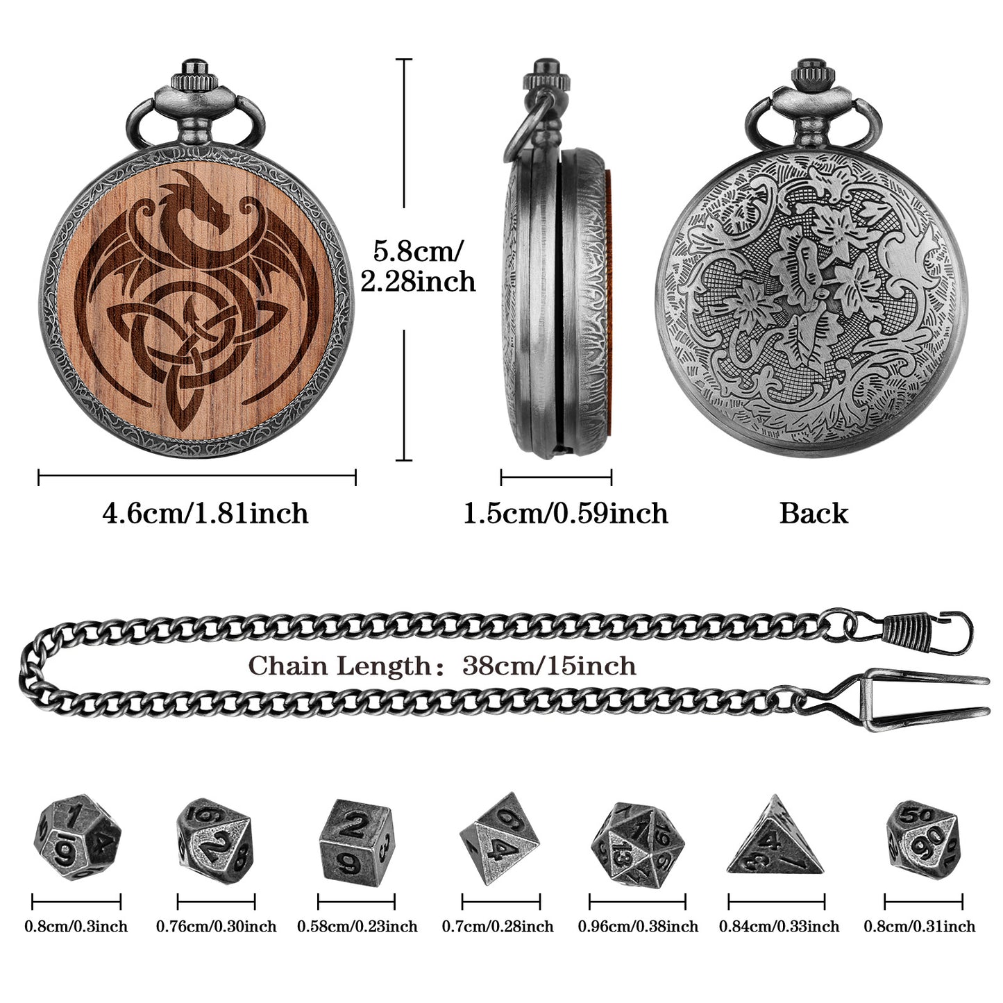 Viking Dragon Dice Holder Pocket Watch Case