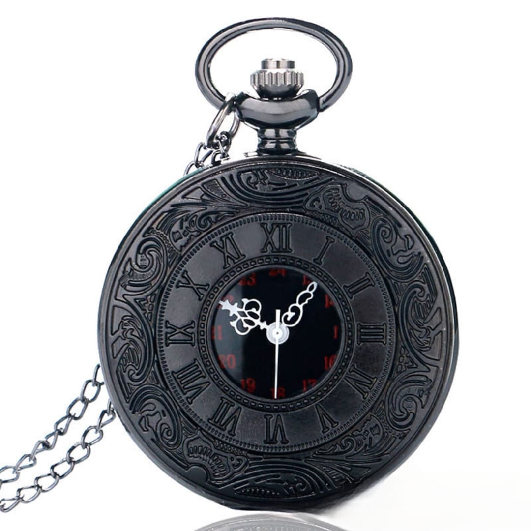 Gothic Black Pocket Watch