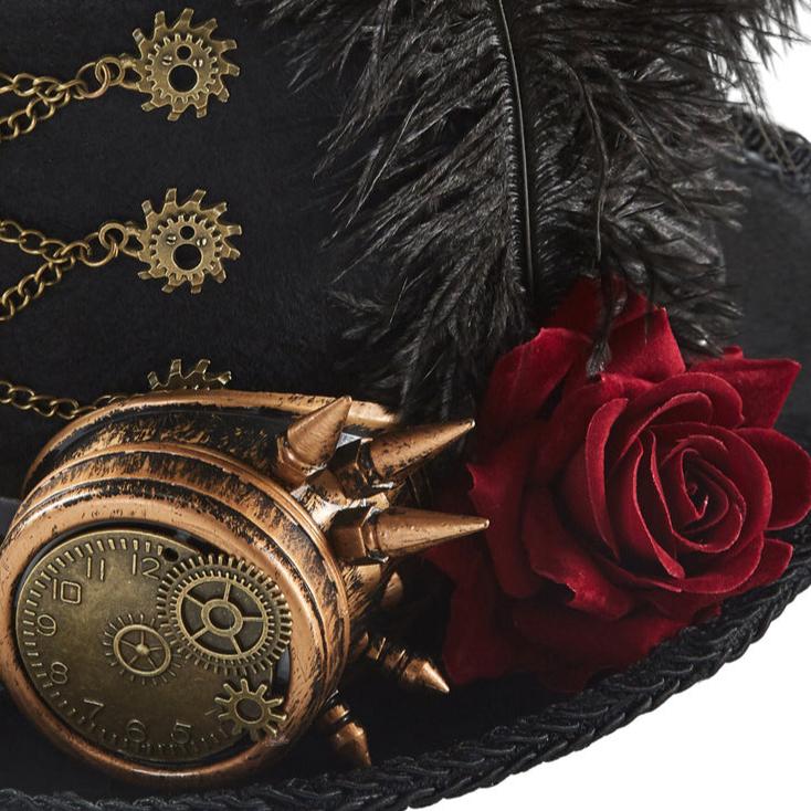 Gothic Steampunk Rose Gear Top Hat