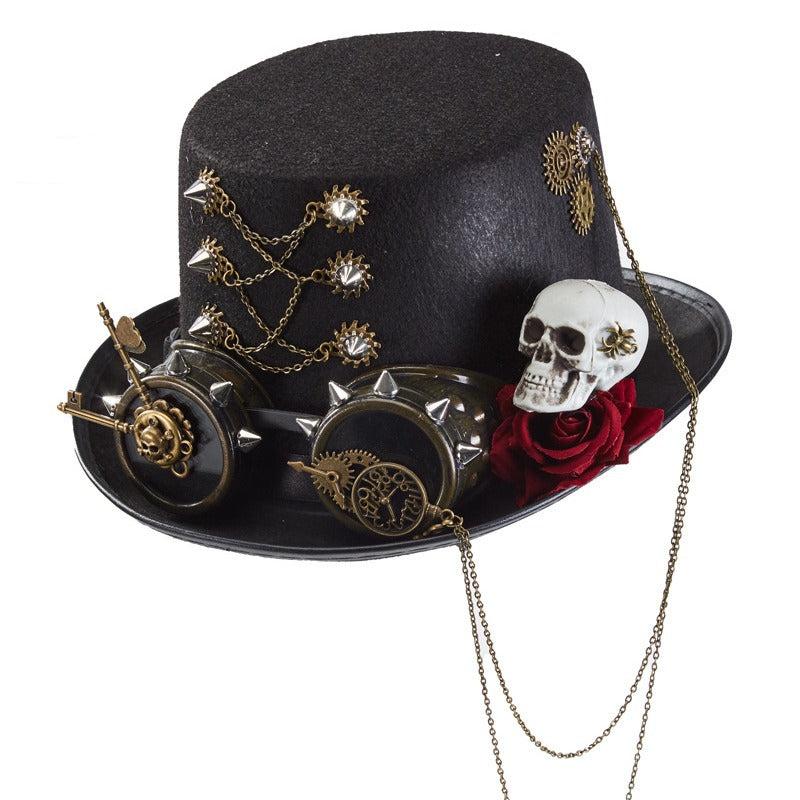 Gothic Steampunk Skull Gear Top Hat