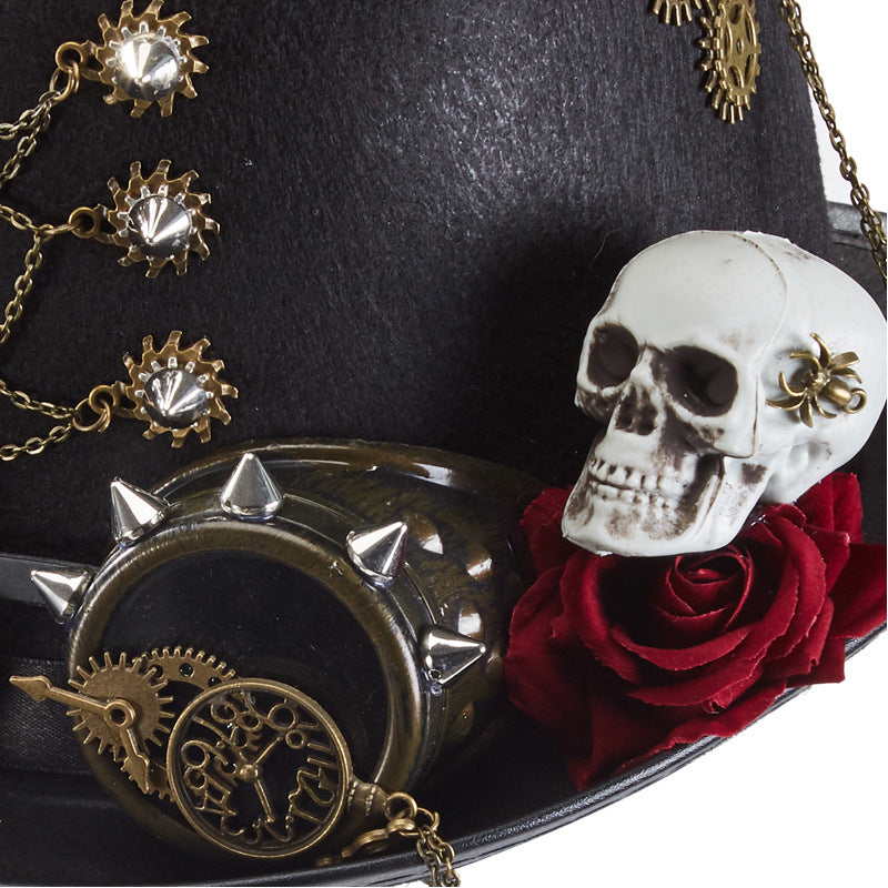 Mens Top Hat 100% Handmade Steampunk Skull store Design With Eye Devil Style Biker/ motorcycle with skull print design Unique Article