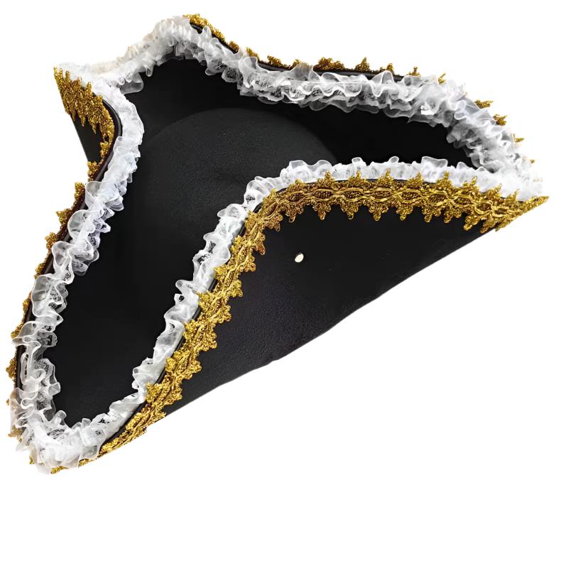 Gold and White Lace Medieval Pirate Hat