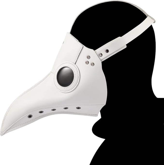 White Plague Doctor Crow Beak Full-Face Mask