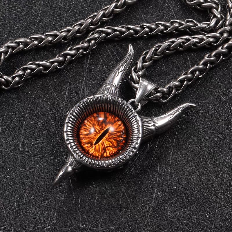 Fiery Demon Eye Horned Necklace