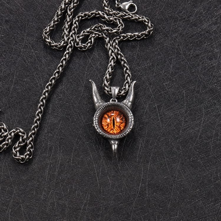 Fiery Demon Eye Horned Necklace