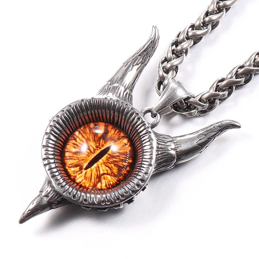 Fiery Demon Eye Horned Necklace