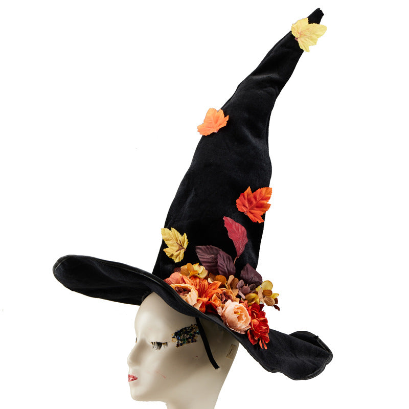 Halloween Gothic Floral & Leaf Witch Hat