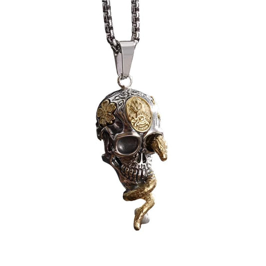 Skull & Serpent Alloy Pendant