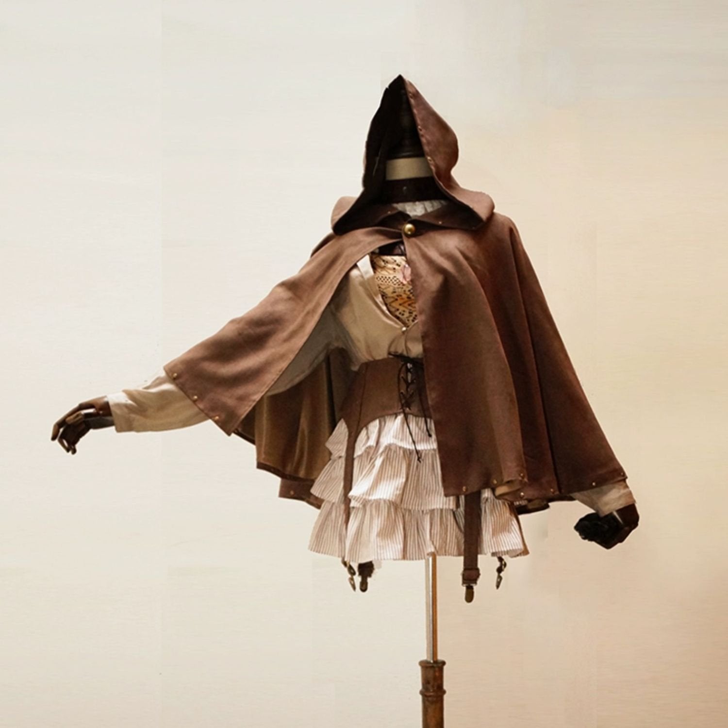 Steampunk Faux Suede Hooded Cape Coat