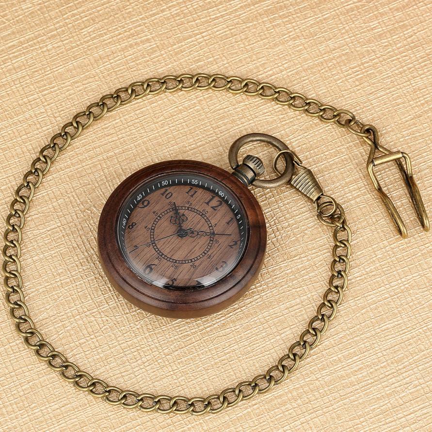 Wooden Double Circle Pocket Watch