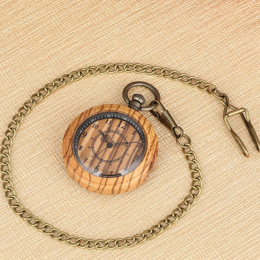 Wooden Double Circle Pocket Watch